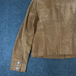 Live a Little Brown Suede Leather Jacket Rosette Floral Western Boho Womens L thumbnail 16