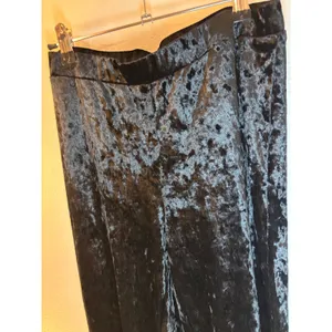 Bear Dance Black Crushed Velvet Wide‎ Leg Pants High Waisted Trousers Large thumbnail 2
