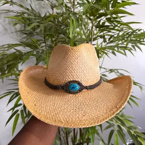 Western Turquoise Boho Cowboy Cowgirl Straw Hat Cap Festival Rave Coachella Fairy Rodeo Rancher Farm thumbnail 5
