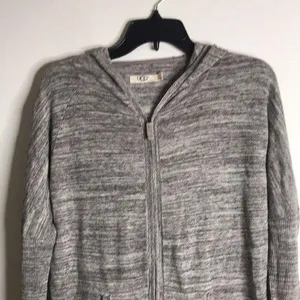 Ugg ladies gray lightweight zip up jacket with hoodie size small thumbnail 2