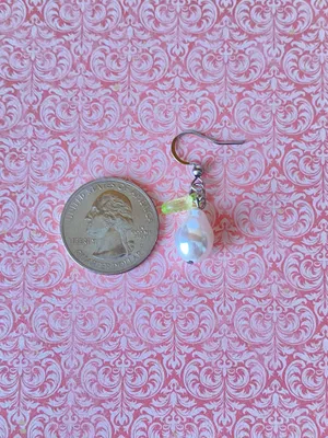 Handmade unique baroque pearl & leaf  dangle earrings🌿 thumbnail 7