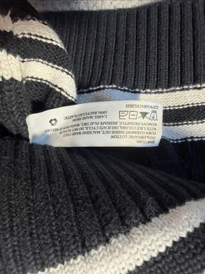 Hope & Henry Women's L Black White Cable Knit V-Neck Sweater Organic Cotton #170 thumbnail 8