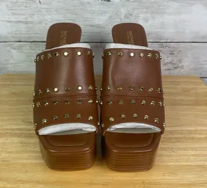 Michael Kors Jagger Studded Leather Platform Sandal Brown Size 9 thumbnail 3
