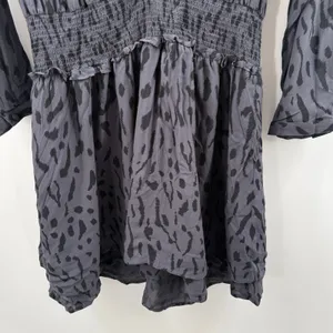 Rails Dress SZ Large Jasmine Ash Cheetah Animal Smock Waist Long Sleeve Button thumbnail 10