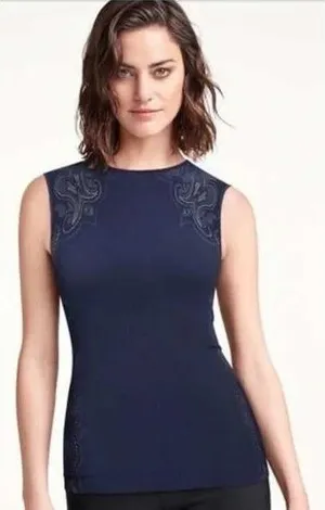 Wolford NWOT‎ $175 Women's Navy OM Sleeveless Seamless Top XS thumbnail 1
