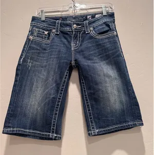 Miss Me‎ Easy Bermuda Denim Embellished Shorts Size 25 Western Grunge Y2K thumbnail 1
