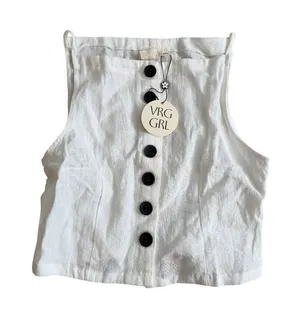 VRG GRL White Linen Button Tank Top Size 10 NEW NWT thumbnail 1
