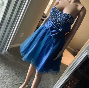Chiqueprom prom party’s evening mini stapless dress Size 12 blue thumbnail 3