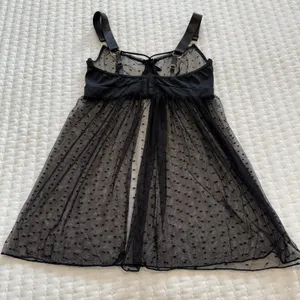 Venus Black Polka Dot Mesh Lace Lingerie Babydoll Slip Sheer Nightie Sz S Small thumbnail 10