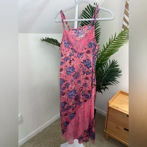Free People Women's First Date Printed‎ Maxi Slip in sweet pink Medium thumbnail 6