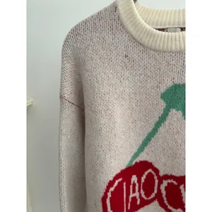 A New Day Cherry Graphic Sweater Women’s Medium Cream Knit Pullover Cozy Cute thumbnail 7