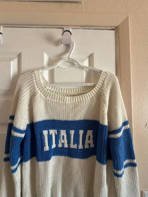 Aeropostale Italia Graphic Knit Sweater White Blue thumbnail 6
