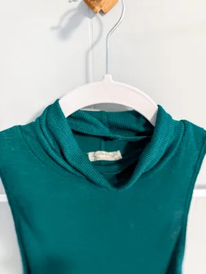 Free People Topanga Forest Green Sleeveless Turtleneck Top thumbnail 7