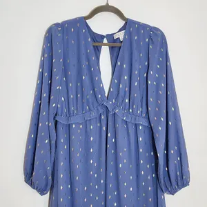 She + Sky Blue and Gold Boho Maxi Dress Size Large Wedding Guest Dress thumbnail 3