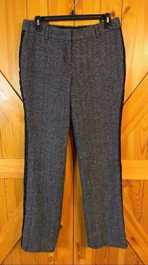 Express Editor Grey Herringbone Wool Blend Straight Leg Pants Size 6R (6678) thumbnail 1