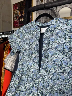 Hyacinth House Ellie Blue Multi Floral Zip Front Mini Dress Womens XS EUC thumbnail 7