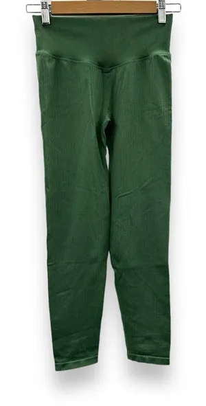 Pink Victoria's Secret Active Green Ribbed‎ Mid Rise Cropped Leggings Sz S thumbnail 1