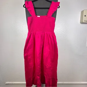 The Drop | Elegant‎ Pink Midi Dress with Ruffle Straps thumbnail 2