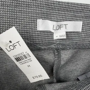 LOFT Gray Houndstooth Ponte Pull-On Straight Leg Dress Pants NEW Size M thumbnail 6