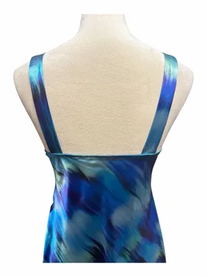 bebe Women's Blue Multi Watercolor V-Neck Maxi Dress Size S NWT Made in USA thumbnail 11