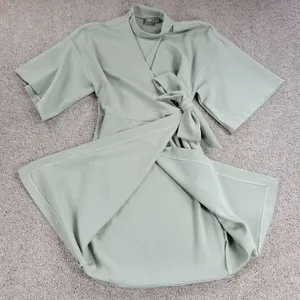 ASOS Womens Dress 4 Mint Green Textured Wrap V Neck Plunge Kimono Tie Waist thumbnail 14