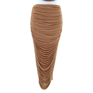 Amable by Mable Tan Rhinestone Mesh Two Piece Skirt‎ Set Party Cocktail thumbnail 3