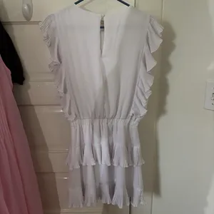 TCEC White Ruffle Mini Dress Sleeve M thumbnail 3