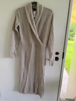 Ann Taylor cashmere Shawl Collar Wrap Sweater Dress NEW NWT fall luxury soft thumbnail 2