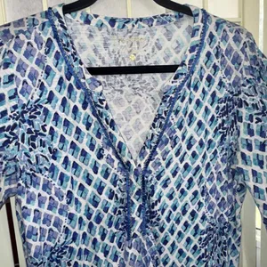 Lilly Pulitzer Fringe Pineapple Preppy Beach Puff Sleeve Designer Mini Dress Med thumbnail 5