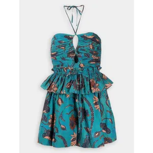 Ulla Johnson Isidro Romper Playsuit 6 Lagoon Teal Floral Print Resort Luxury thumbnail 3
