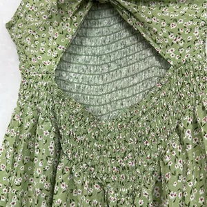 Herperus Tie Front Floral Maxi Dress Sz M Spaghettis Straps Green thumbnail 4