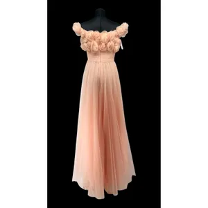 New! Sherri Hill 92481 Blush Rosette‎ Off Shoulder Tulle Ball Gown Size 2 thumbnail 6