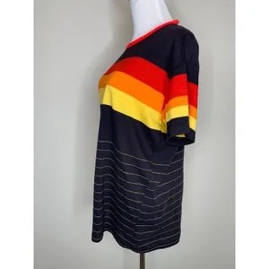 Vintage Rainbow Stripe T shirt Red Orange Yellow Black 70s Sz XL thumbnail 3