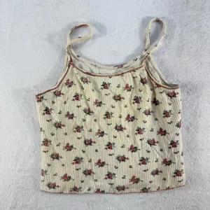 Vtg 90s Y2K Victoria Secret Sz S Cropped Tank Top‎ Babydoll Floral Waffle Knit thumbnail 9