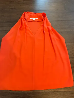 Diane Von Furstenberg Reagan Tank Top Blouse Bright Coral Size Large - C47-025 thumbnail 5