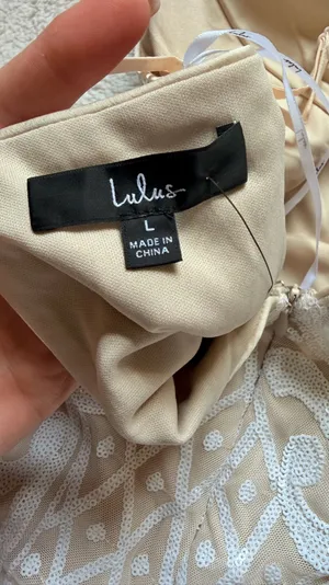 Lulus White Sequin Romper Nude Lining Size L NWT Bridal Party Bachelorette thumbnail 6