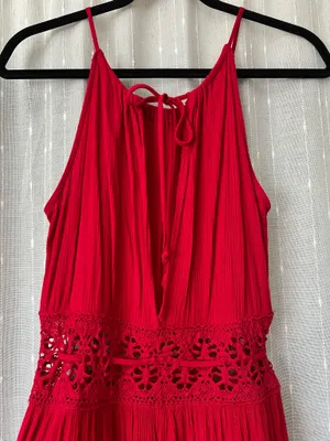 Crochet Cutout Maxi Red Size XS thumbnail 6