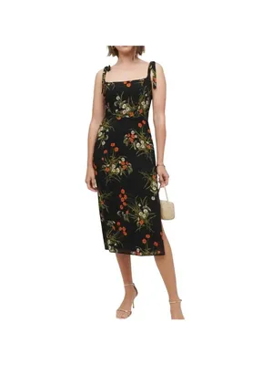 Reformation Besse Dress in Black Floral 6 Womens Midi thumbnail 12