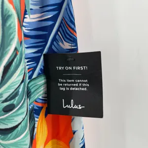 LULU'S Jumpsuit Extra Small Luxe Luau Orange Tropical Floral NWT Strapless Beach thumbnail 4