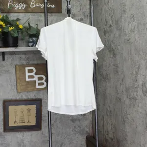Ny Collection Short Sleeve Knit Top with Chiffon Shoulders Ivory Off White 1X thumbnail 2