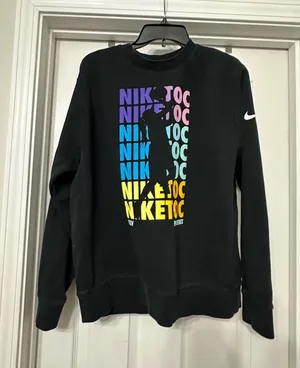 Nike long sleeve sweatshirt Bold multicolor graphic on front. Comfortable crewneck design. Perfect for casual wear. thumbnail 1