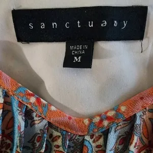 Sanctuary Spaghetti Orange and Blue Patterned Dress, Size Medium thumbnail 3