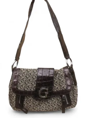 Vintage Guess Y2K Faux Leather Shoulder Hand Bag Purse Gothic Mcbling Emo Whimsy Grunge 2000s thumbnail 1