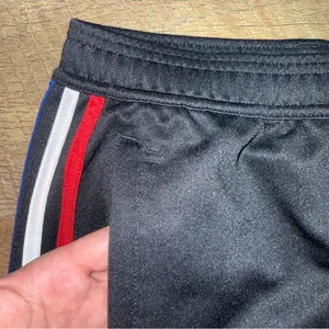 Adidas Black Track Pants with Red, White, and Blue Accents and Pockets thumbnail 8