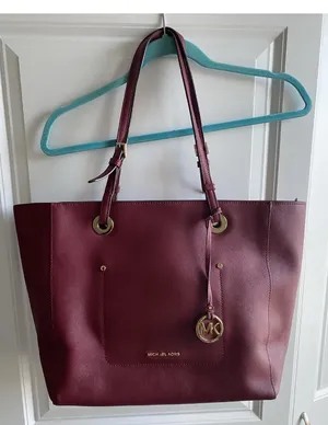 Michael Michael Kors East West Walsh Large Tote Bag Purse Burgundy Leather thumbnail 16