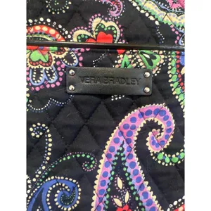 Vera Bradley Kiev Quilted Cotton Paisley Tote Bag Black Multicolor Shoulder Bag thumbnail 2