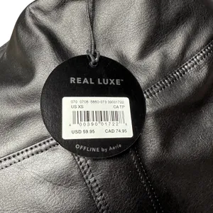 Offline By Aerie Real Luxe Faux Leather Hi Rise Leggings Size XS Black Biker New thumbnail 6