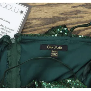 NWT City Studios Juniors Sequin Rosette-Front Dress 8461WY6AT3 Hunter Green 9/10 thumbnail 7