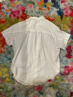 Aerie Green and White Striped Button Up Blouse thumbnail 2