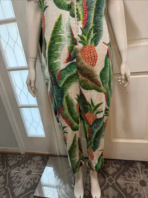 Farm Rio Tropical Pineapple Print Women’s Jumpsuit in Green & Cream S-S thumbnail 4
